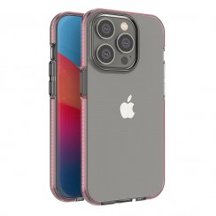Puzdro Spring pre iPhone 14 Pro - ultratenký transparentný gelový kryt (svetlo ružový rám)