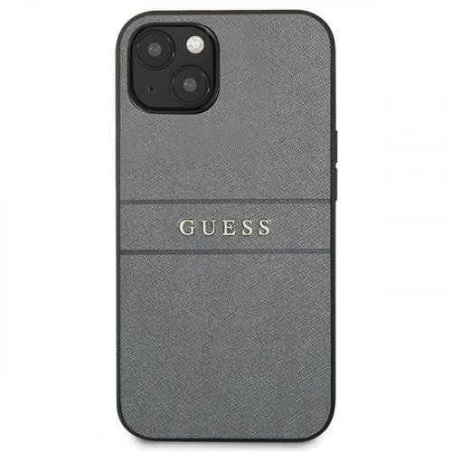 Kryt na mobil iPhone 13 Guess Saffiano Strap sivý