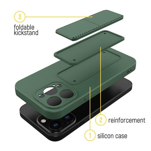 Kryt na mobil iPhone 12 Mobi Kickstand tmavo zelený
