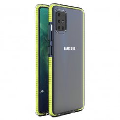 Kryt na mobil Samsung Galaxy A51 Mobi Spring s gélovým povrchom, odolný, transparentný s žltový rámom