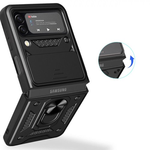 Hybridné pancierové krytie Camshield s ochranou kamery pre Samsung Galaxy Z Flip 4 - ružový