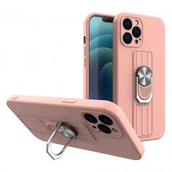 Kryt na mobil iPhone 13 Mobi Ring Silicone ružový