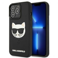 Kryt na mobil iPhone 13 / iPhone 13 Pro Karl Lagerfeld 3D Rubber Choupette čierny