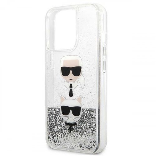 Kryt na mobil iPhone 13 Pro Max Karl Lagerfeld Karl & Choupette Head strieborný