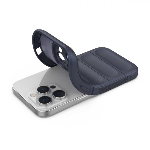 Magic Shield flexibilný kryt pre iPhone 14 Pro s vystuženým dizajnom - tmavo modrý