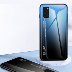 Kryt na mobil Samsung Galaxy A41 Mobi Gradient s ochranným čírim sklom a rámom z mäkkého silikónu, zelený-fialový