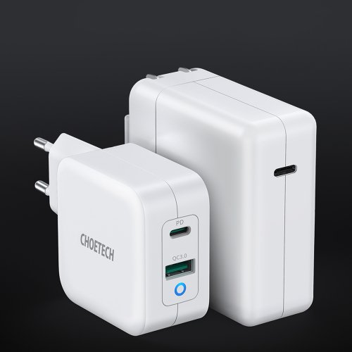 Choetech fast GaN wall charger USB Type C PD USB-A QC3.0 65W 3,25A white (PD8002)