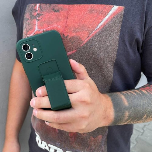 Kryt na mobil iPhone 12 Mobi Kickstand tmavo zelený