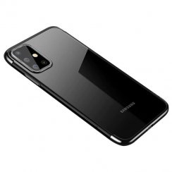 Kryt na mobil Samsung Galaxy A41 Mobi Color gélový, čierny-transparentný s tenkým galvanickým rámom