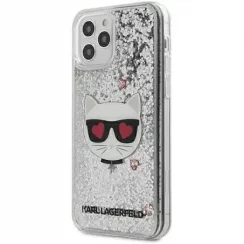 Kryt na mobil iPhone 12 Pro Max Karl Lagerfeld Liquid Glitter Choupette strieborný