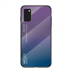 Kryt na mobil Samsung Galaxy A41 Mobi Gradient s ochranným čírim sklom a rámom z mäkkého silikónu, zelený-fialový
