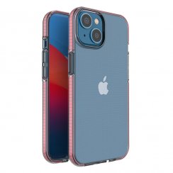 Puzdro Spring pre iPhone 14 - ultratenký transparentný gelový kryt (svetlo ružový rám)