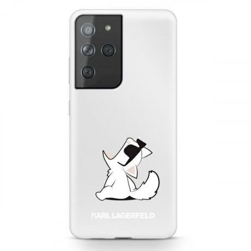 Kryt na mobil Samsung Galaxy S21 Ultra 5G Karl Lagerfeld Choupette Fun transparentný