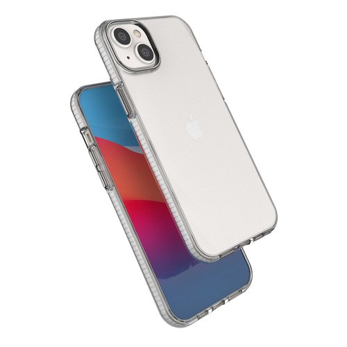 Puzdro Spring pre iPhone 14 Plus - ultratenký transparentný gelový kryt (svetlo ružový rám)