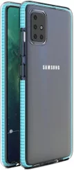 Kryt na mobil Samsung Galaxy A51 Mobi Spring s gélovým povrchom, odolný, transparentný so svetlo modrým rámom