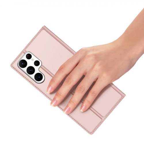 Dux Ducis Skin Pro kryt pre Samsung Galaxy S23 Ultra s klapkou, vreckom na karty a podporou - ružový