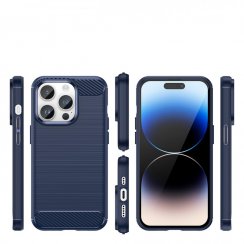 Flexibilný gélový kryt Carbon pre iPhone 14 Pro - modrý