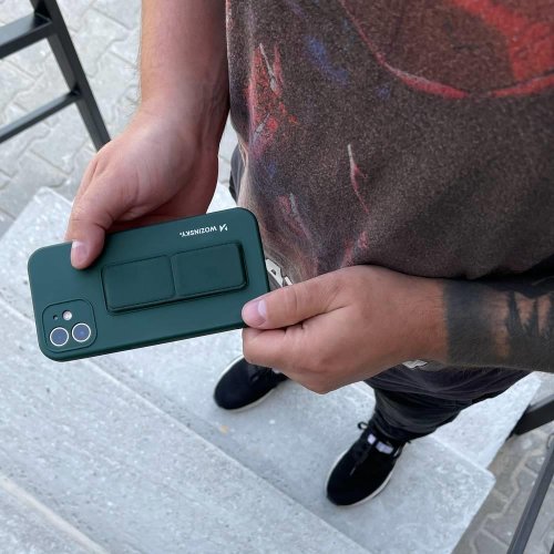 Kryt na mobil iPhone 12 Mini Mobi Kickstand sivý
