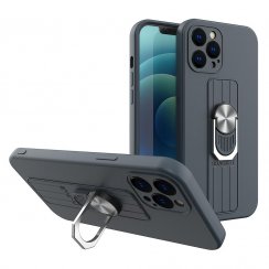 Kryt na mobil iPhone 13 Pro Max Mobi Ring Silicone tmavo modrý