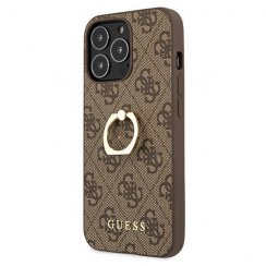 Kryt na mobil iPhone 13 Pro Guess Ring Stand hnedý