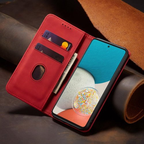 Magnetický exkluzívny obal pre Samsung Galaxy A53 5G s priestorom pre karty - červený