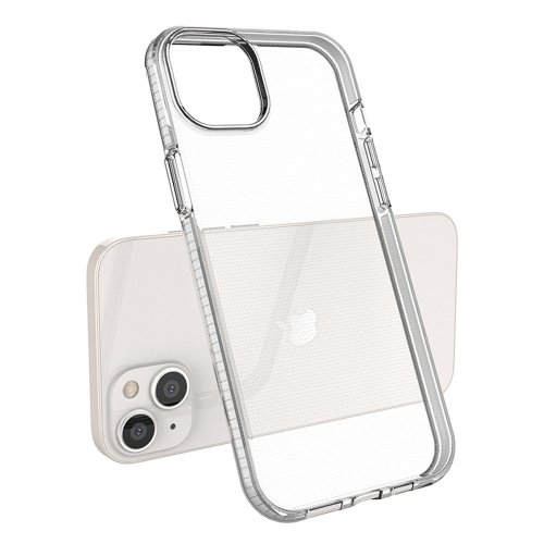 Puzdro Spring pre iPhone 14 Plus - ultratenký transparentný gelový kryt (svetlo ružový rám)