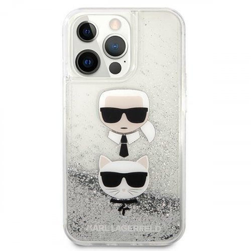 Kryt na mobil iPhone 13 Pro Max Karl Lagerfeld Karl & Choupette Head strieborný