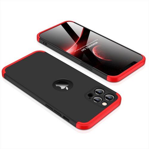 Obal na mobil iPhone 12 Pro Max Mobi 360° Full Protection čierny-červený