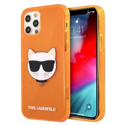 Kryt na mobil iPhone 12 Pro Max Karl Lagerfeld Glitter Choupette Fluo oranžový