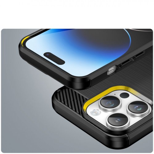 Flexibilný gélový kryt Carbon pre iPhone 14 Pro Max - čierny