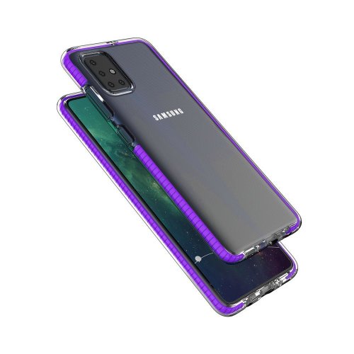 Kryt na mobil Samsung Galaxy A51 Mobi Spring s gélovým povrchom, odolný, transparentný s tmavo modrým rámom