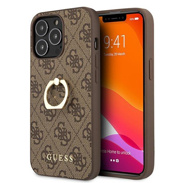 Tok Guess GUHCP13L4GMRBR iPhone 13 Pro 6,1" brown hardcase 4G with ring stand (GUHCP13L4GMRBR)